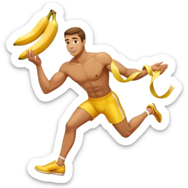 Athlete with prize in hand slipped on banana peel  sticker