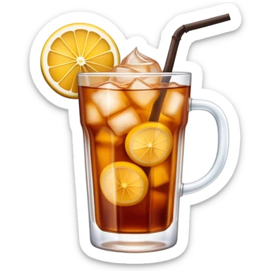 Cinematic Realistic Thai Ice Tea Drink Emoji, depicted as a chilled glass of sweet, creamy iced tea rendered with vivid textures and refreshing, dynamic lighting. sticker