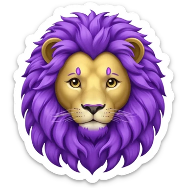 glitter purple and cian lion sticker