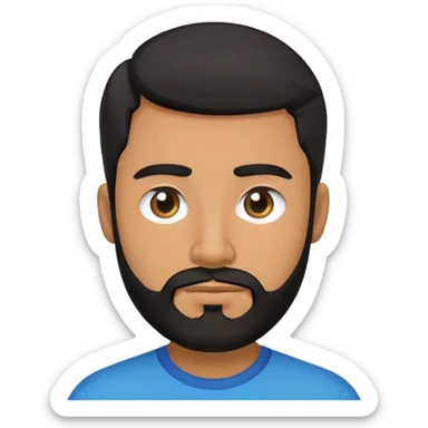 brown man w black hair and beard in a green blue shirt sticker