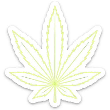 Add a bright glowing outline to the neon green marijuana leaf. Keep the background transparent. The style should maintain the neon green vibrant look with a luminous glowing effect around the leaf edges. sticker