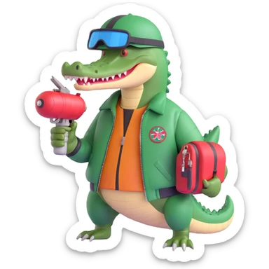 A crocodile as a bombardier sticker