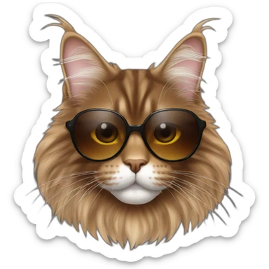 Brown maine coon with sunglasses sticker