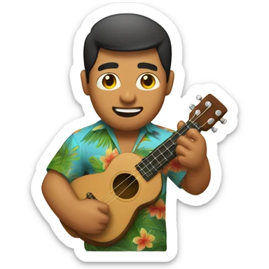 man hawaaian-asian playin ukelele sticker