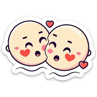 Kissy face with hearts sticker