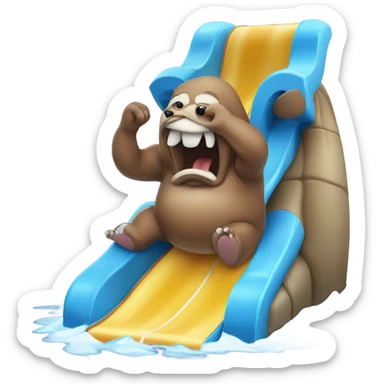 waterslide licking walrus man sticker