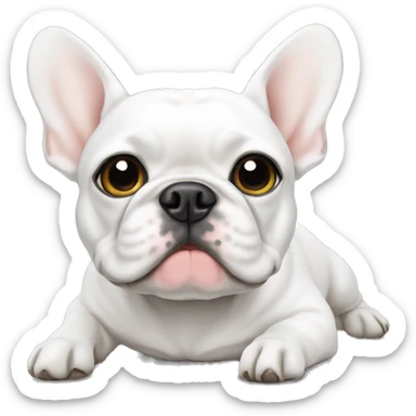 White Frenchie laying  sticker