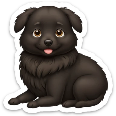 pregnant black dog holding its belly sticker