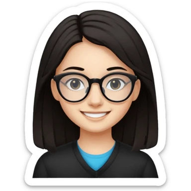 ragazzina di 16 anni mora capelli lunghi con occhiali neri sticker