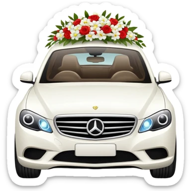 luxury car with wedding decorations, horizontal sticker