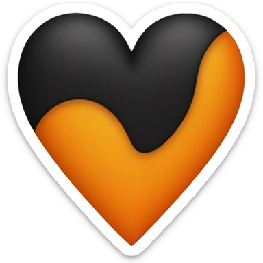 Half black and half orange heart sticker