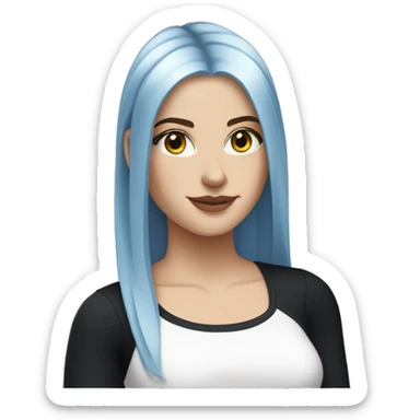 white girl with long straight dark blue hair wearing black crop top sticker