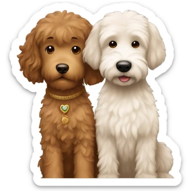 A golden doodle and an Indian girl with brown highlights at her ends hugging  sticker
