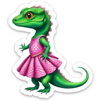 Lizard wears a cute pink dress  sticker