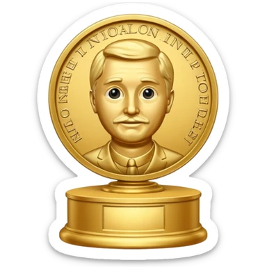 nobel prize medal on the pedestal sticker