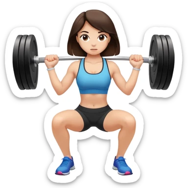brunete girl doing squats with weight at the gym sticker