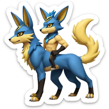 Lucario-Anubis-Umbreon-Zeraora-Jolteon-Fakémon-hybrid-creature (full body)  sticker