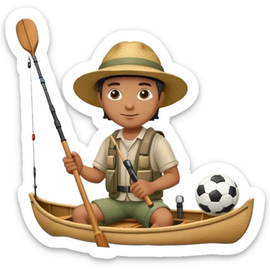 Pescador en una canoa e un pelota sticker