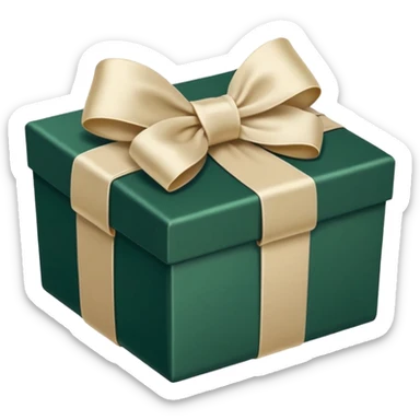 dark green gift box with light beige bow sticker