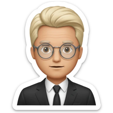 Man in suit with circle glasses, hair combed to the side sticker