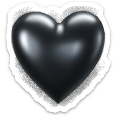 Black 3D silver sparkly heart sticker