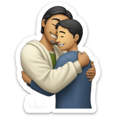 Asian male Berkeley student hugging jesus christ sticker