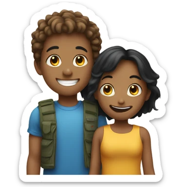 happy girl and boy together sticker