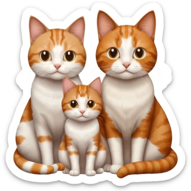 3 sibling cats all different natural colours; 1 is ginger and white, the next is brown tabby and white and the third is a calico sticker