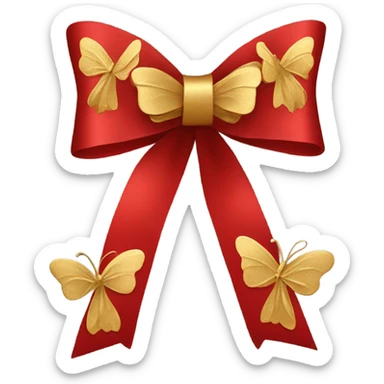 Red bow with gold butterflies sticker