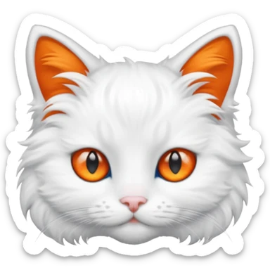 White cat with orange pelomeria hair clips sticker