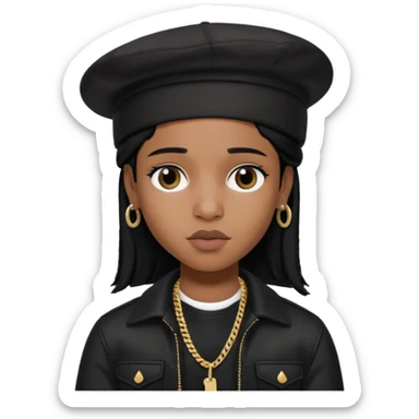 ASAP ROCKY pretty bratz with black hat and clothes, black hair sticker