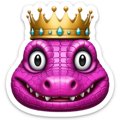 pink crocodile face, black crown, direct gaze sticker