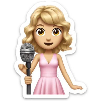 taylor swift with microphone dressed in pink sticker