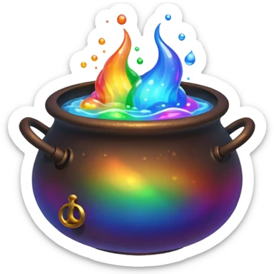 rainbow potion in a cauldron sticker