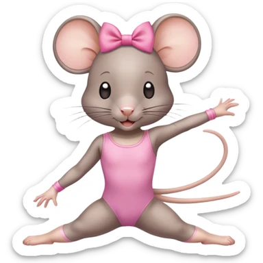 rat with a pink bow wearing a gymnastics leotard sticker
