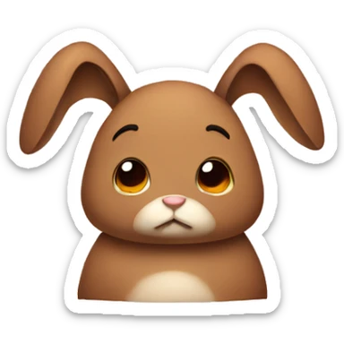 brown sad rabbit sticker
