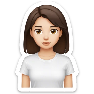 Girl brunette with white t shirt  sticker