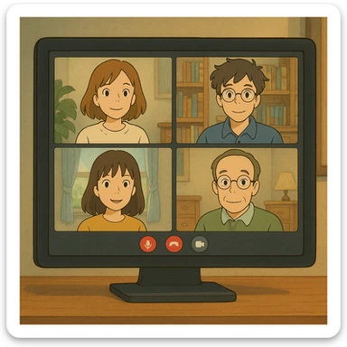 virtual zoom meeting video conference on a computer screen sticker