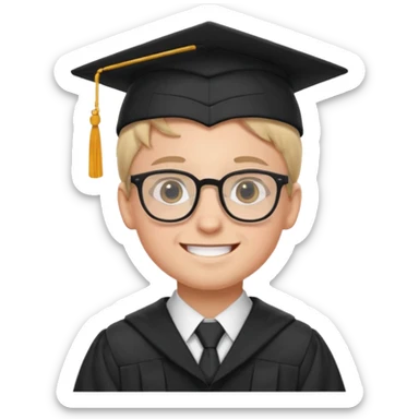 boy with glasses in graduation suit sticker