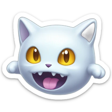 spooky cartoon ghost kitty like pokemon floating in the air sticker