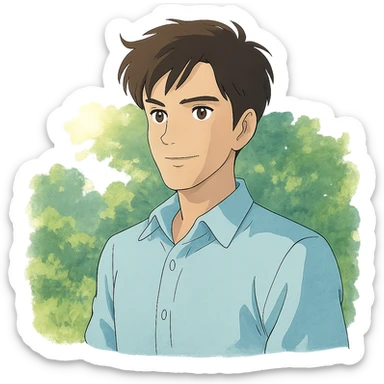 handsome guy, outdoors, sunlight and greenery sticker