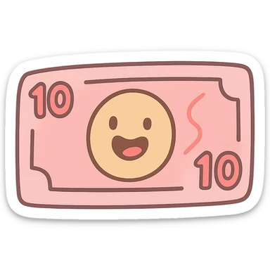 pastel toon style pink cash sticker