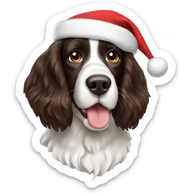 Springer spaniel with Santa hat sticker