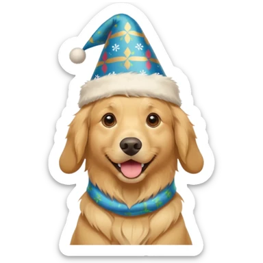 Dog in new yaer hat wrapped paper new yaer  sticker