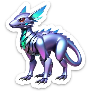  exotic shiny futuristic modern cyber-Fakémon-Digimon-Trico-creature sticker