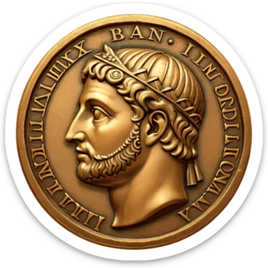 An emoji of an ancient Roman coin with an emperor's profile. sticker