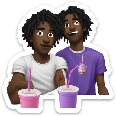 lucki and playbi carti sipping a single purple milkshake with two straws sticker