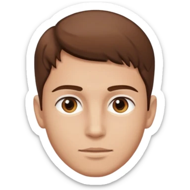 young man with smooth skin, bright eyes, brown hair, head only sticker