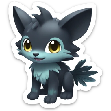 Cute cool shiny fantasy dark-shadow-themed animal hybrid Fakemon full body sticker