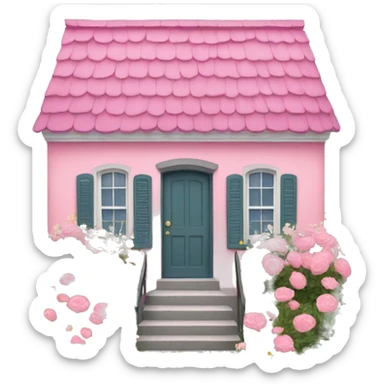 Pink house with flowers  sticker